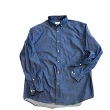 Ryan Seacrest Distinction Slim Fit  Non Iron Dress Shirt Blue 17.5 34/35 EUC BD