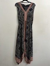 Peacocks Boho Aztec Dress Summer Asymmetric Tribal Size 12 Festival Tassel Ibiza