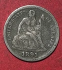 1891 US Seated LIBERTY SILVER Dime! VF Details! Last Year Issue! Old US Coin!