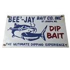 New ListingVintage Bee Jay Bait Sign - Lures Tackle Fishing Porcelain Gas Oil Sign
