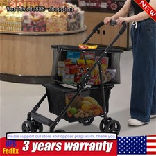 Collapsible Shopping Cart Utility Trolley Cart with Removable Tote Swivel Wheels