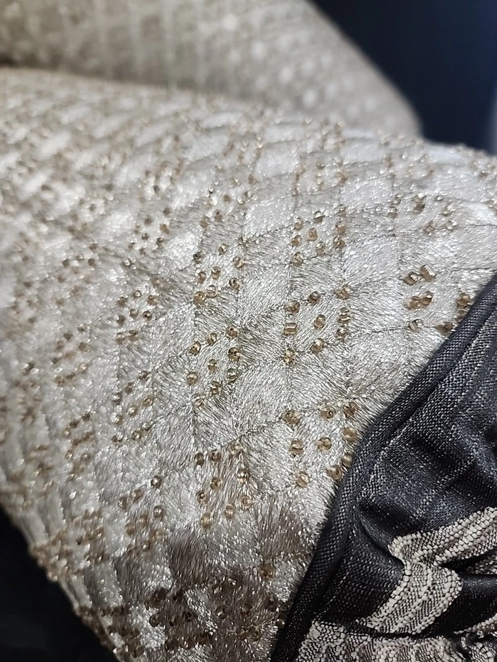 Luxury Beaded Bolster Accent Pillows - Image 2 of 4