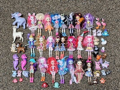 Mattel Enchantimals Lot Of 23 Dolls and 30 Animals 
