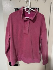 RBX Snap-Button Mock Neck Pullover in Washed Rose