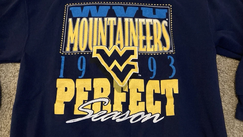 ViTG 1993 West Virginia Mountaineers Fútbol Sudadera Adulto L Cuello Redondo Nuez moscada Foto 4 de 4