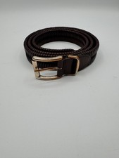 Men s Fossil Belt Size 42 Brown Braided Leather With Brass Buckle