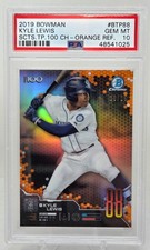 2019 Bowman Chrome Orange Refractor KYLE LEWIS RC CARD /25 PSA 10 GEM MINT