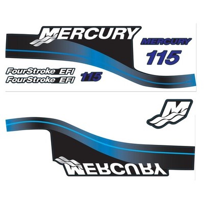 Mercury Outboard Four Stroke EFI 115hp Rear Port Side Starboard Blue Decals Set