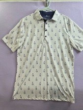 Boston Scott Golf Polo Shirt Mens Small Beige Allover Printed Modern Fit Stretch