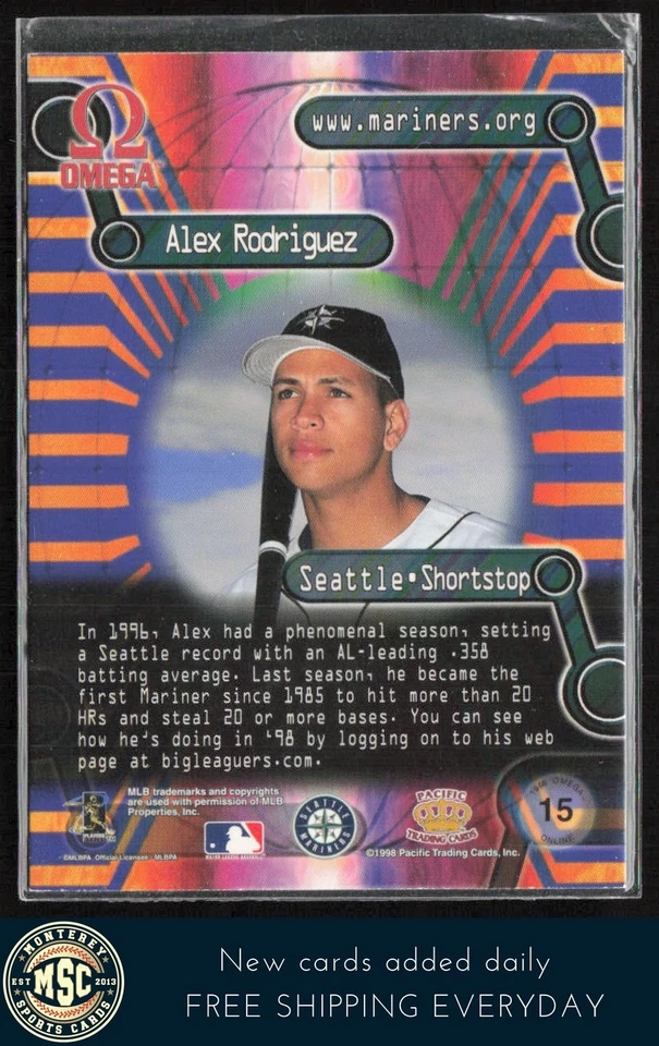 Alex Rodriguez 1998 Pacific Omega Online Inserts #15 Seattle Mariners - Image 2 of 2