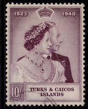 TURKS & CAICOS ISLANDS GVI SG209, 10s mauve RSW, FINE USED. Cat £25.
