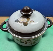 Vintage ASTA Enamel  7" Ceramic Pot Floral German 