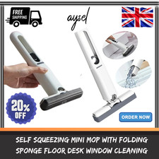 Self Squeezing Mini Mop Folding with Sponge Floor Desk Window Cleaning