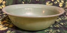 Vintage Jadeite Fire King Oven Ware Jane Ray Ribbed Serving Bowl 8 1/4"