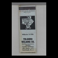 Matchbook Cover Bear Wheel Alignment Tri-boro Welding Co. Carlstadt Nj