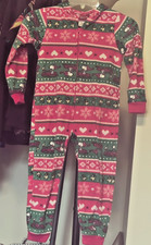Christmas Jumpsuit Pajamas w/Hood Snoopy Peanuts XS 4-5 Unisex