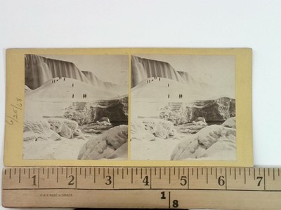 Samuel Mason Stereoview Point View Niagara Falls American Side Winter c1868