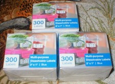 MULTI-PURPOSE DISSOLVABLE FOOD LABELS 2" X 1" BLUE LOT OF 3 BOXES SOLD AS IS