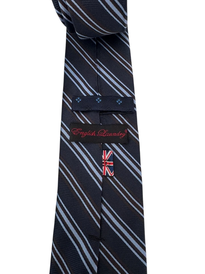 Corbata clásica de seda a rayas azules para hombre English Laundry Christopher Wicks Foto 4 de 4