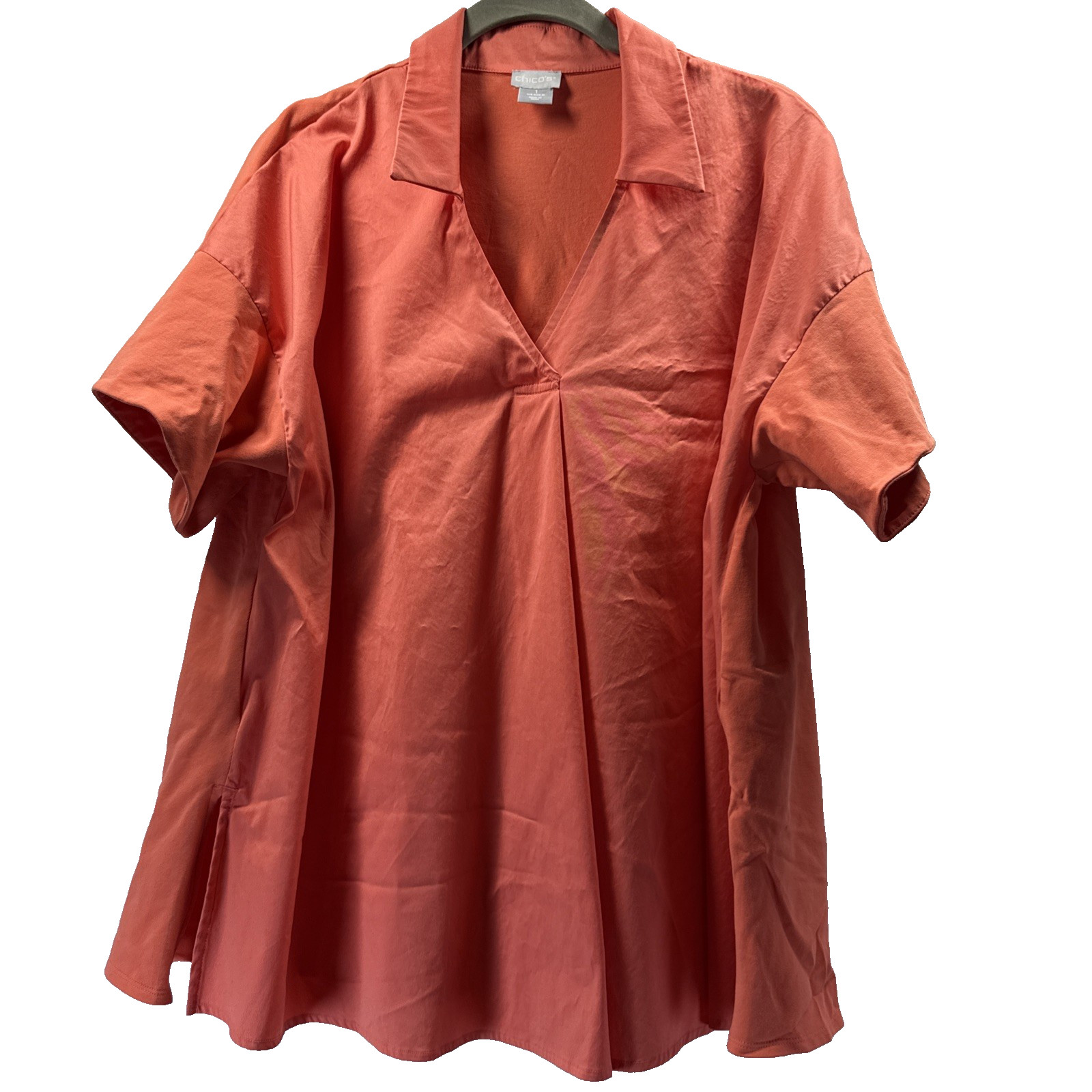 Chicos Women's Top Size Large Solid Orange Short … - image 1