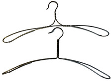 Victorian Galvanized Wire Dress Hangers Pair Heavy Gauge Primitive Laundry