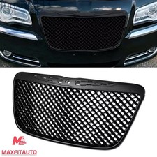 Fits 2011-2014 Chrysler 300 300C Mesh Style Front Grill Grille Gloss Black- ABS
