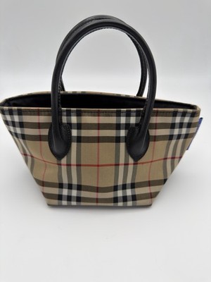 Rare Size Authentic Vintage Burberry Nova Check Blue Label Hand Bag Nano