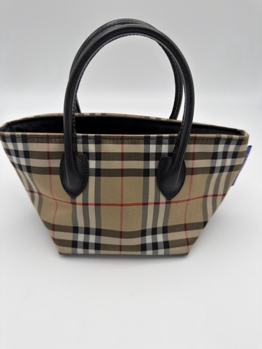 Rare Size Authentic Vintage Burberry Nova Check Blue Label Hand Bag Nano