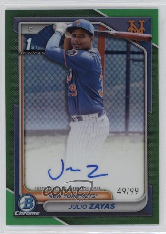 2024 Bowman Chrome Prospect Green Refractor 49/99 Julio Zayas #CPA-JZ Auto 09an