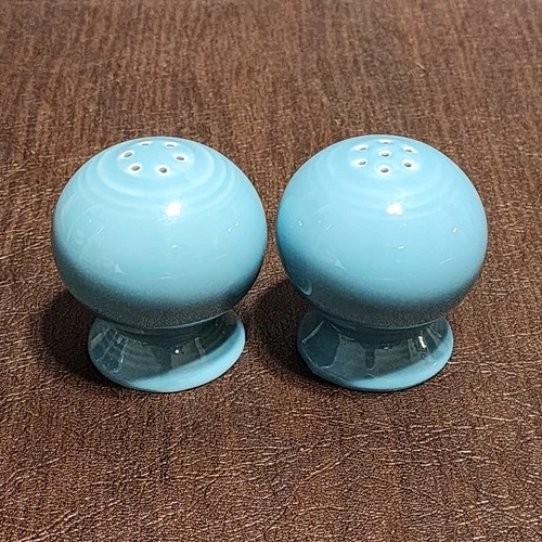 Homer Laughlin Fiesta Turquoise Salt & Pepper Set w/Red Stoppers Fiestaware