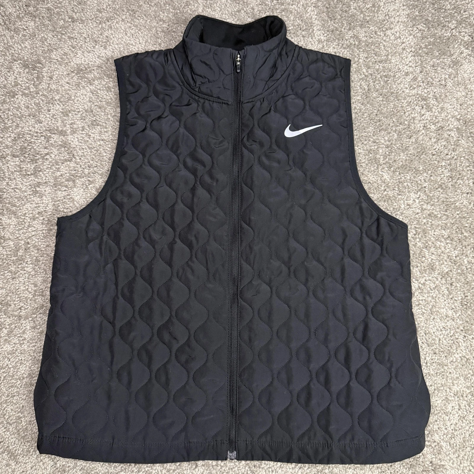 Nike Vest Mens M Black Quilted Aerolayer Full Zip Insulated Running Collared
Opens in a new window o