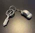 Vintage Barbie 2000 VW Volkswagen Beetle Bug Car Trunk Key & KeyChain Silver