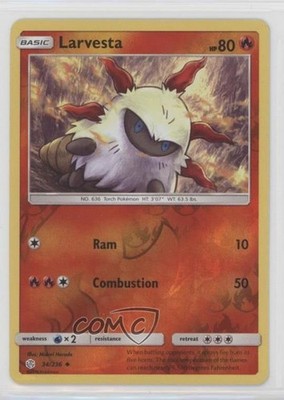Larvesta Reverse Foil Pokémon Sun & Moon Cosmic Eclipse #34