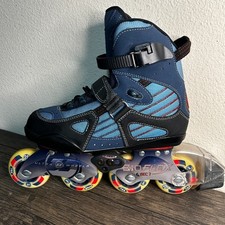 ULTRA WHEELS Bio Flex Inline Skates Size 8 Mens Blue ABEC 7 with Bag 4356