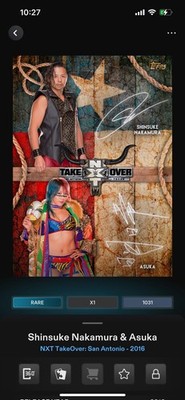 Topps Slam WWE 2016 NXT Takeover Rodeo Dual Signature - Nakamura Asuka 1031cc