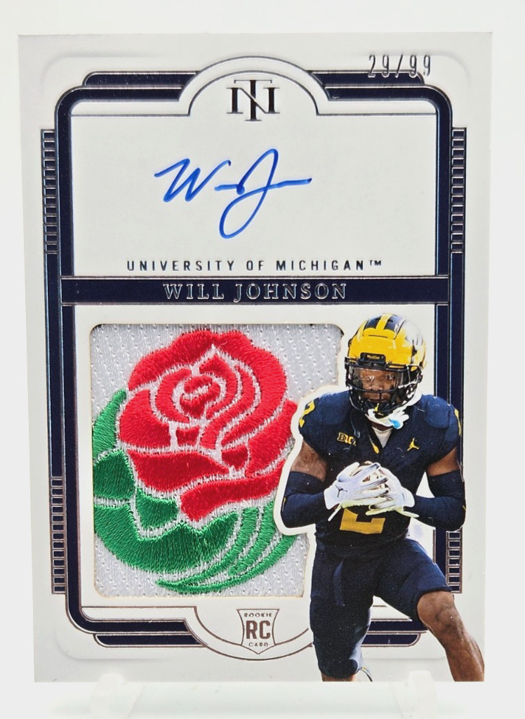 Will Johnson 2025 National Treasure Collegiate RC Bowl Patch /99 On Card Auto **