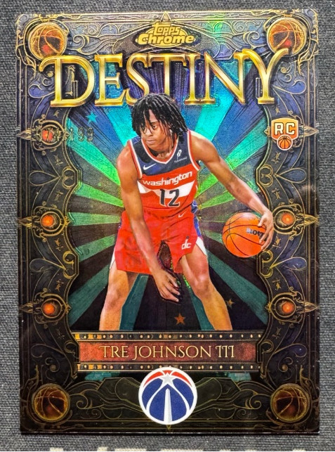 Tre Johnson III 2025-26 Topps Chrome /199 Aqua Destiny RC Wizards #D-6