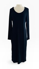 Marine Layer Lexi Rib Midi Dress Sz LG Knit Long Sleeve Scoop Neck Black NWT