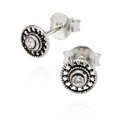 Paar 925 Sterling Silber Keltische Gothic Ohrstecker Raida WeißEr Kristall 7045