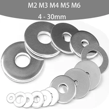M2 M3 M4 M5 M6/4 - 30mm Zinc Plated Flat Penny Repair Washers For Bolts & Screws