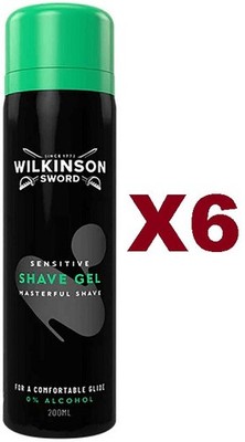 6PCS WILKINSON SWORD SENSITIVE SHAVE GEL SHAVING SHAVING 200ML
