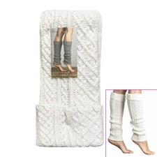 Lemon Super Soft Leg Warmers Off White Tulle Cable Knit Cozy Winter