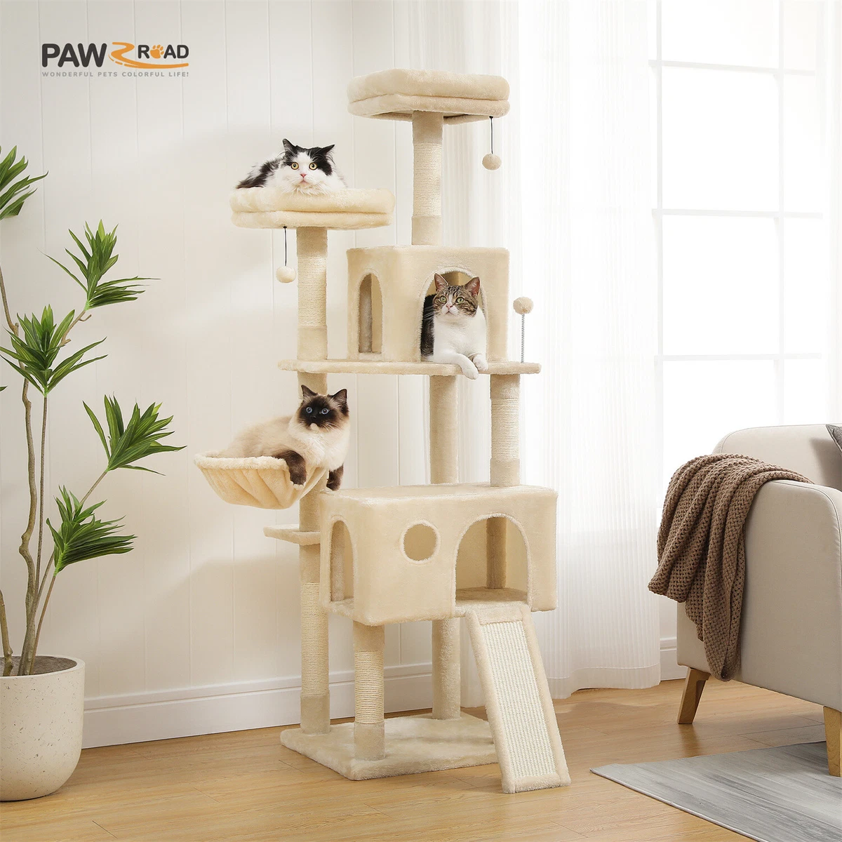 Produktbild von Armarkat Kratzbaum A4201 Beige – Mit Spielhaus & Sisal Für Katzen