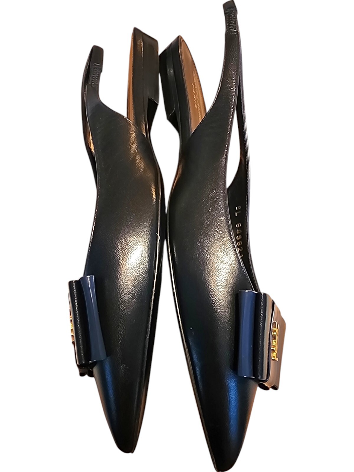 Saint Laurent Ballerine Slingback Anais Nero Fiocco Oro Cassendre EU 38.5 US8.5 YSL