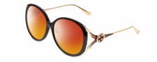 Gucci GG0226SK Women Oval Polarized Sunglasses Black/Gold 60mm CHOOSE LENS COLOR