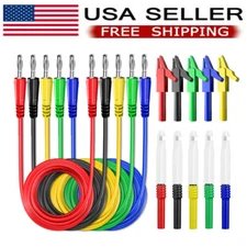 15PC 4mm Banana To Banana Plug Test Lead Kit Wire Piercing Probes Alligator Clip