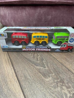 Mini Explorers Friction-Powered Motor Bus Friends - Set of 3 Approx 10cm each
