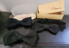 3 Vintage Bow Ties in Original Boxes Black Clip  Wrap Spur Formal Bow Swing