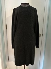 Loft S black with sliver thread long sleeve sweater dress