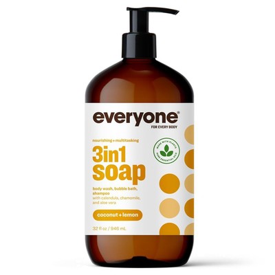 Everyone 3-in-1 Soap Body Wash Bubble Bath Shampoo 32 Ounce Pack of 1 Coconut...